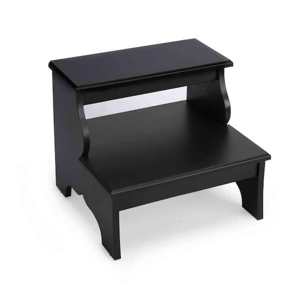 HomeRoots Amelia 15 in. H Black Backless Wood Bar Short (16-23 in.) Bar Step Stool