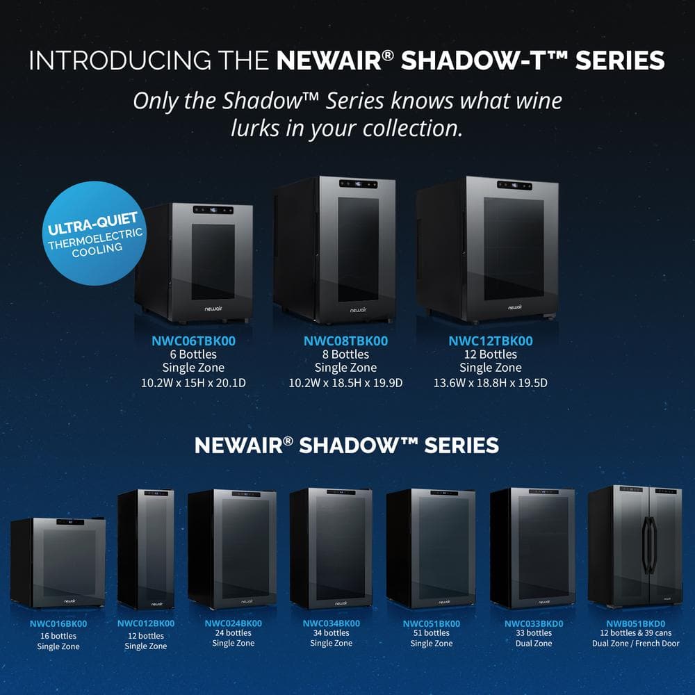Black Mirrored Glass 8-Bottle Thermoelectric Wine Cooler