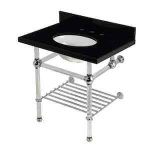 Templeton 30 in. Granite Console Sink with Acrylic Legs in Black Granite Polished Chrome