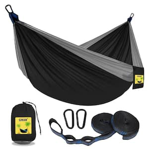 8.8 ft. Portable Camping Double and Single Hammock with 2 Tree Straps in Black