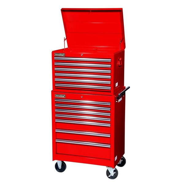International Tech Series 27 in. 13-Drawer Tool Chest and Cabinet Combo in Red