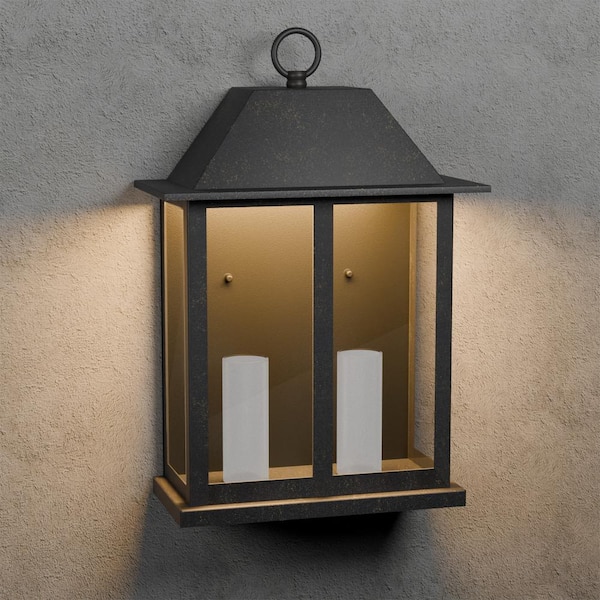 LamQee 16.3 in. Black Integrated LED Outdoor Hardwired Wall Lantern Sconce with Clear Glass