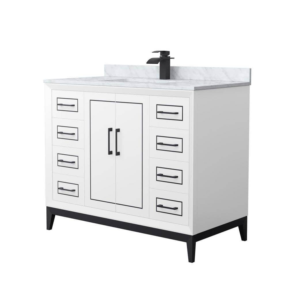Marlena 42 in. W x 22 in. D x 35.25 in. H Single Bath Vanity in White with White Carrara Marble Top price history on PriceWatchPro