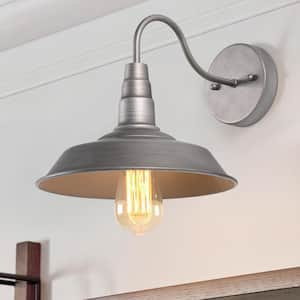Modern Industrial Brushed Silver Wall Sconce Classic Barn Wall Light Farmhouse Warehouse Wall Lamp 1-Light Vanity Light