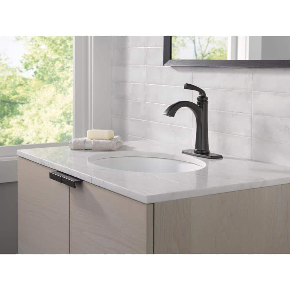 Matte Black Single Handle Bathroom Faucet with Deck Plate