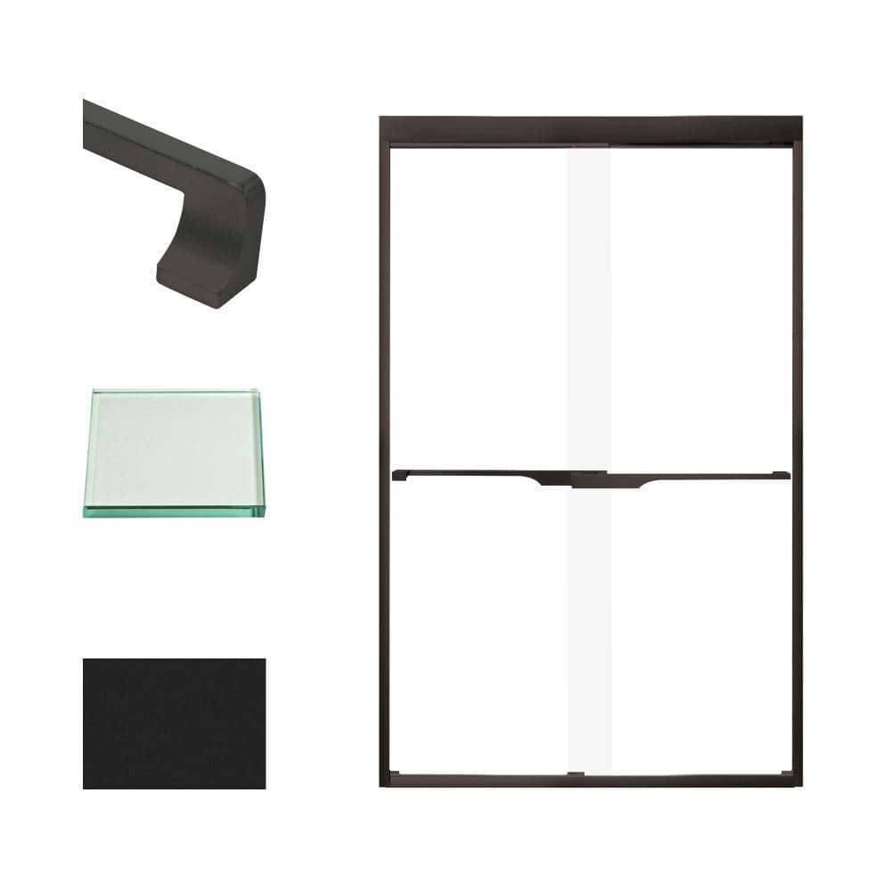 Frederick 47 in. W x 76 in. H Sliding Semi-Frameless Shower Door in Matte Black with Clear Glass price history on PriceWatchPro