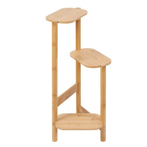 29.5 in. x 12.6 in. Indoor Natural Bamboo Wood Plant Stand 3-Potted Display Holder 3-Tier Garden Kits and Accessories
