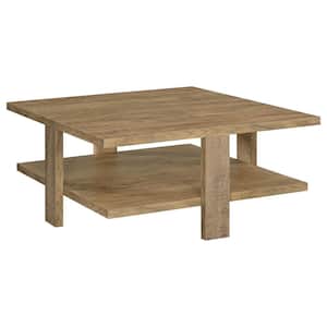 Dawn 35.5 in. Mango Square Engineered Wood Coffee Table with Shelf