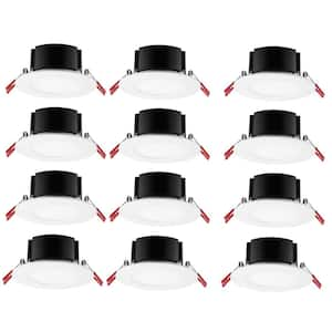 Box on Top Integrated LED 4 in Round  Canless Recessed Light for Kitchen Bathroom Livingroom, White Soft White 12-Pack