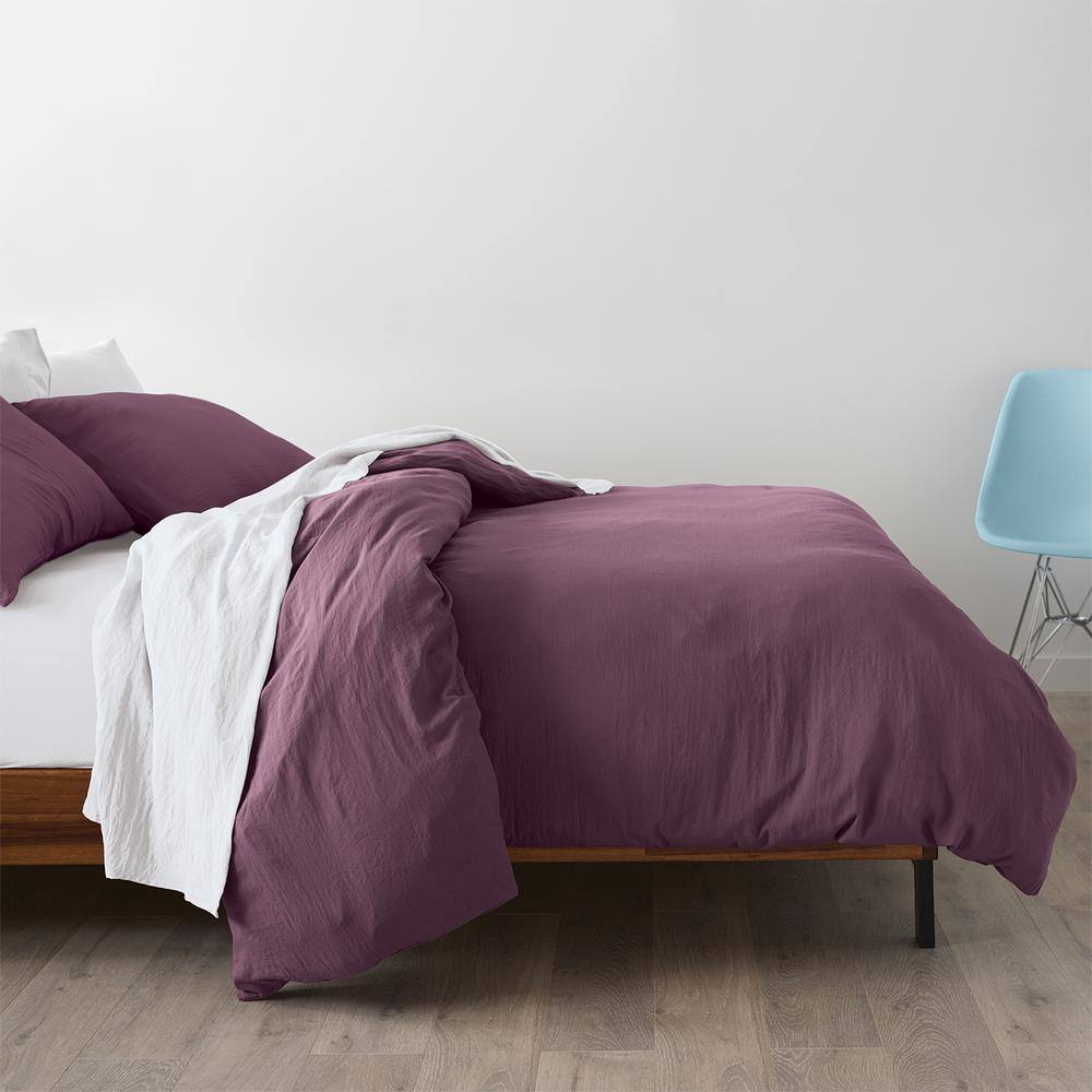 Eggplant Microfiber Full/Queen Duvet Cover Set