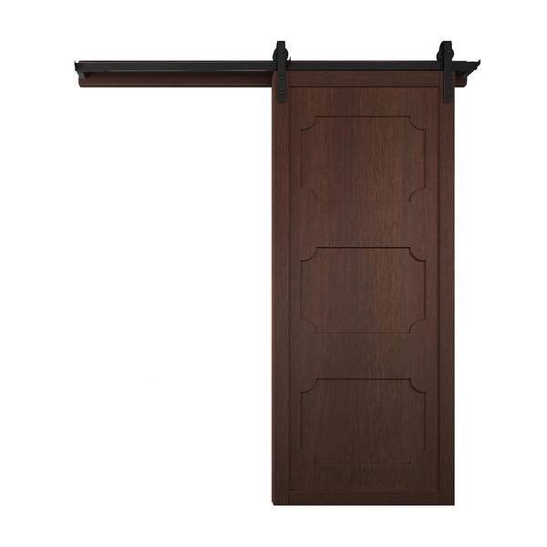 VeryCustom 36 in. x 84 in. The Harlow III Sable Wood Sliding Barn Door with Hardware Kit