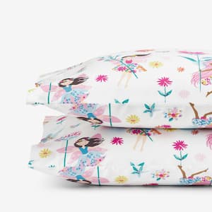 Floral Fairies Organic Cotton Percale Multi Cotton Standard Pillowcases (Set of 2)