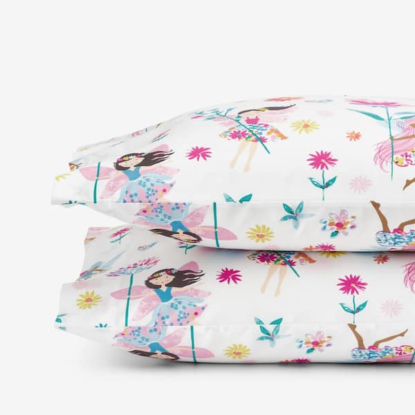 The Company Store Floral Fairies Organic Cotton Percale Multi Cotton Standard Pillowcases (Set of 2)