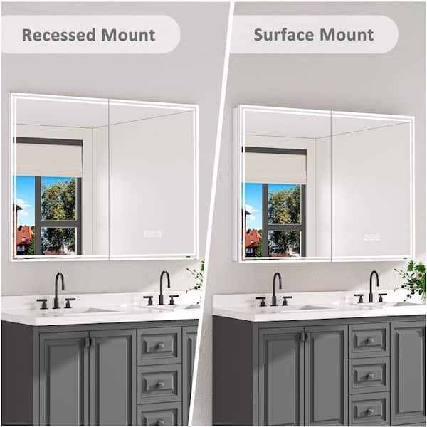 Ziyudura 48 in. W x 36 in. H Rectangular Aluminum Medicine Cabinet