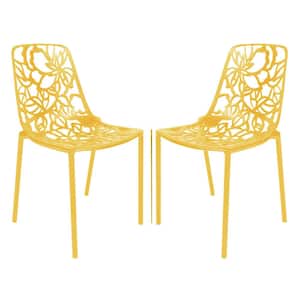 Yellow Devon Modern Aluminum Outdoor Patio Stackable Dining Chair (Set of 2)