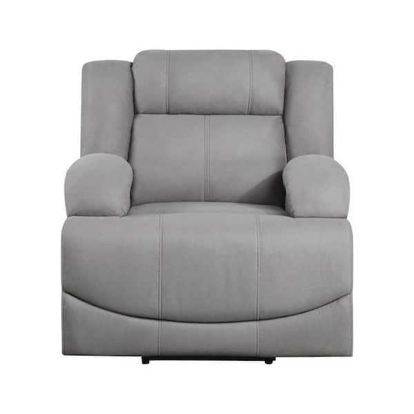 EVERGLADE HOME Darcel Gray Microfiber Upholstered Power Reclining Chair