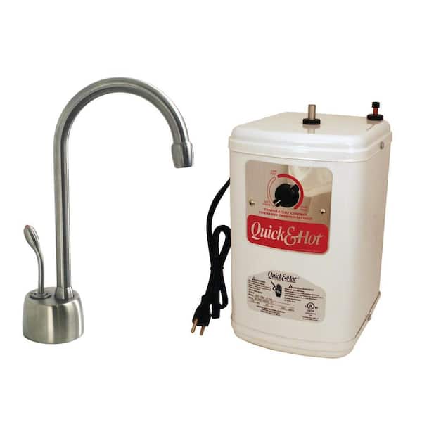 Westbrass 9 in. Velosah 1-Handle Hot Water Dispenser Faucet with Instant Hot Water Tank, Satin Nickel