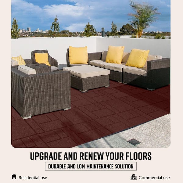 16 in. x 16 in. x 5/8 in. Red Square Scape SmartLoc Rubber Paver (75-Pack)