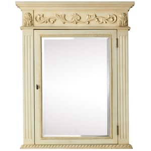 Heirloom 40 in. L x 32 in. W Corner Cabinet Wall Mirror in Antique White-DISCONTINUED