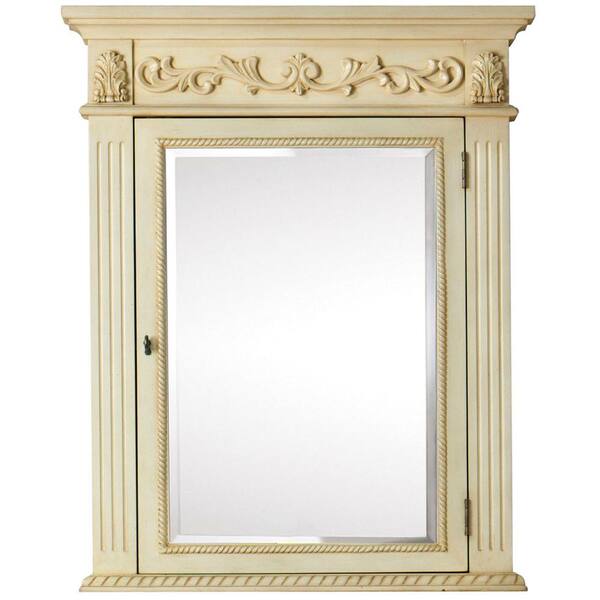 Home Decorators Collection Heirloom 40 in. L x 32 in. W Corner Cabinet Wall Mirror in Antique White-DISCONTINUED