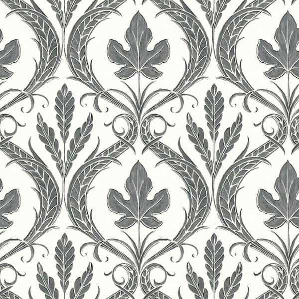York Wallcoverings 56 sq ft. Black Adirondack Damask Pre-Pasted Wallpaper