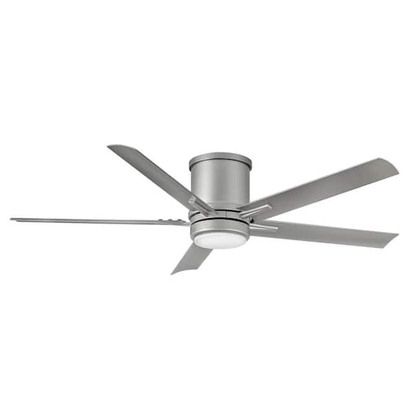 HINKLEY Vail Flush 52.0 in. Indoor/Outdoor Integrated LED Brushed Nickel Ceiling Fan with Remote Control