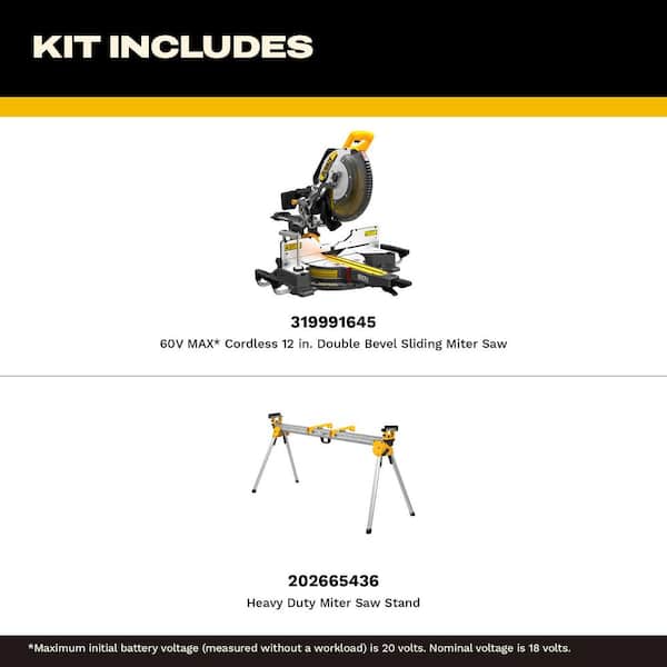 60V Lithium-Ion 12 in. Cordless Sliding Miter Saw (Tool Only) with Heavy Duty Miter Saw Stand