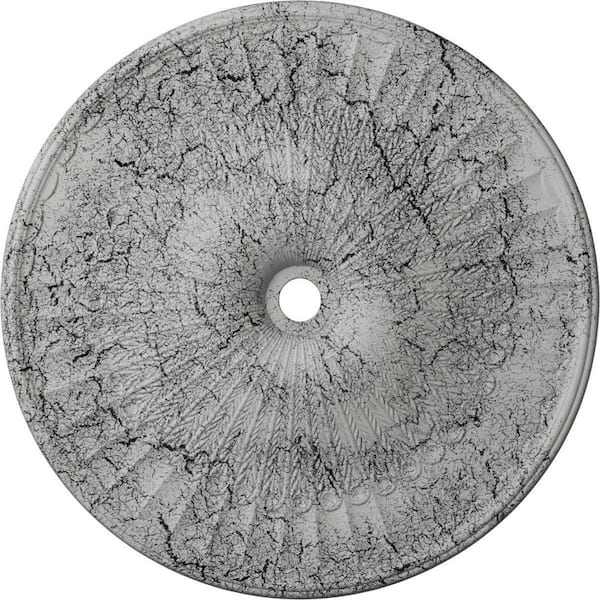 Ekena Millwork 3-3/8 in. x 51 in. x 51 in. Polyurethane Galveston Ceiling Medallion, Ultra Pure White Crackle