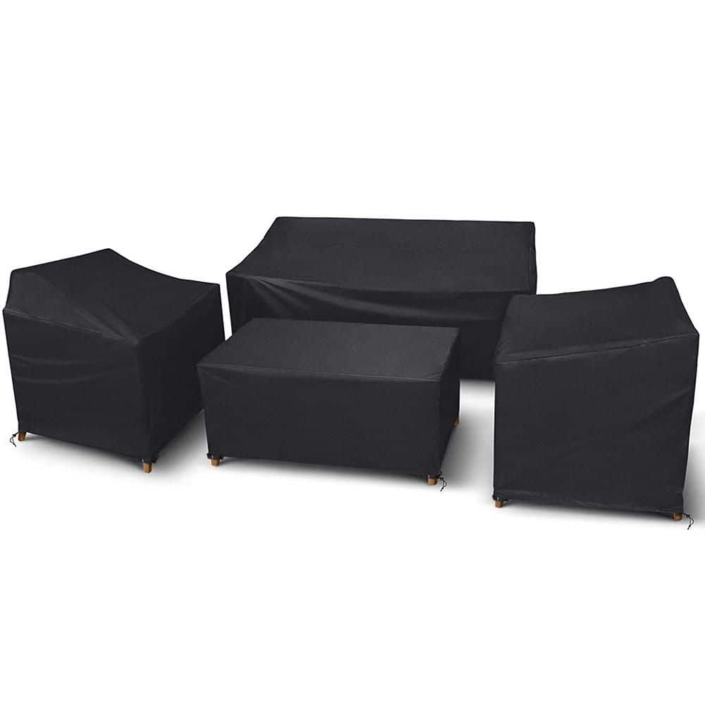 Large Waterproof Furniture 4-Piece Set Covers Rattan Conversation Set Furniture Covers, Black price history on PriceWatchPro