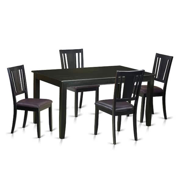 East West Furniture 5-Piece Black Finish Solid Wood Top - Dining Room Set - Seats 4