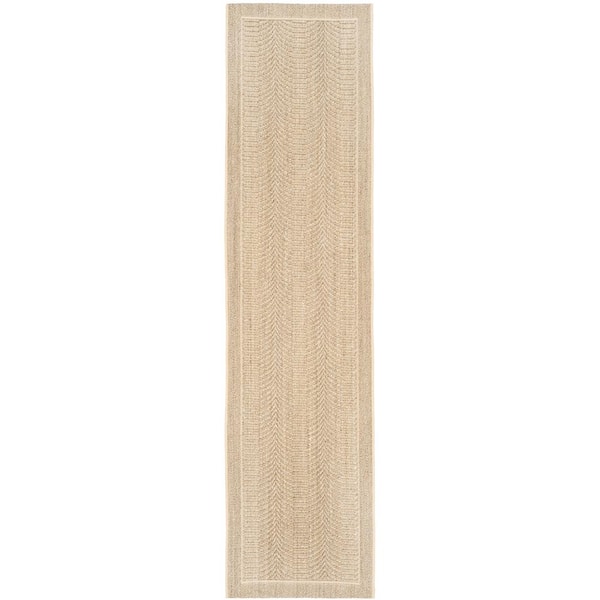 Palm Beach 2 ft. x 10 ft. Desert Sand Border Solid Color Runner Rug