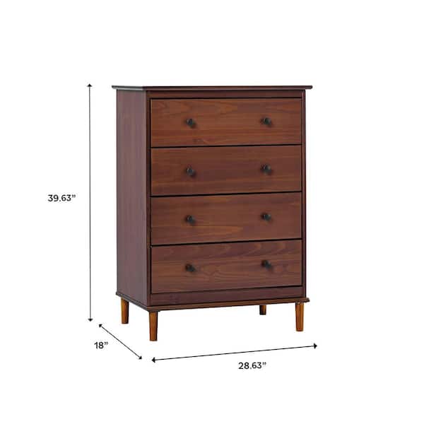 Walker Edison Furniture Company Classic Mid-Century Modern Walnut 4-Drawer  28.63 in. Framed Chest of Drawers HD9987 - The Home Depot