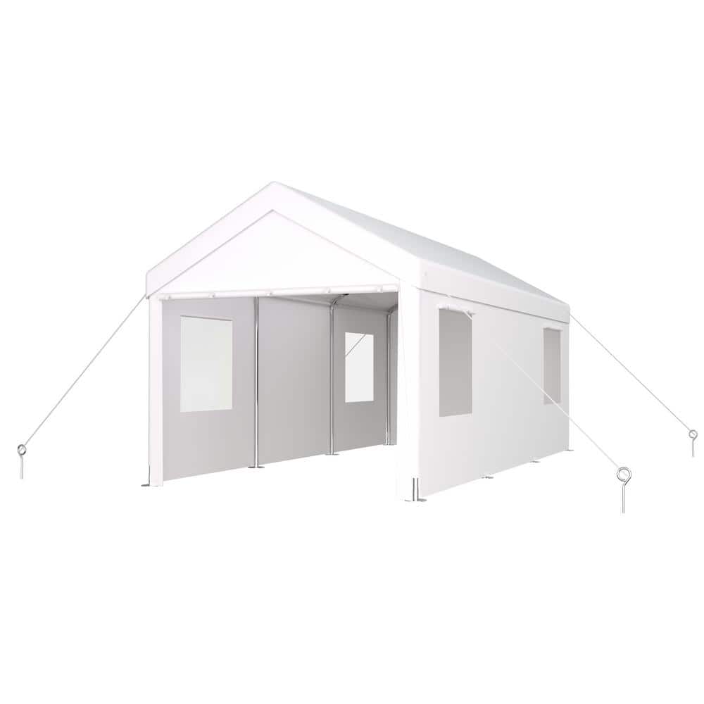 Outdoor 12 ft. W x 20 ft. D Portable Garage, Heavy Duty Car Port Canopy wit