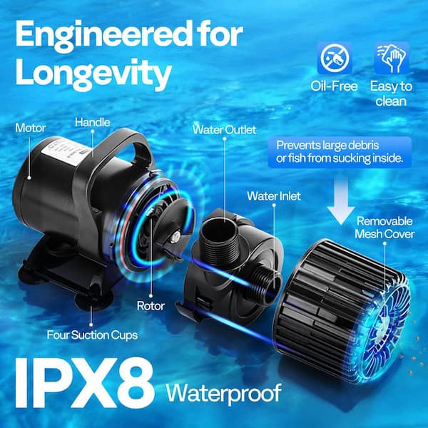 VIVOHOME Electric 120-Watt 0.16 HP 2700GPH Submersible Water Pool