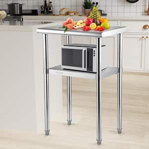 Stainless Steel Prep Table 24 x 18 x 36 in. Commercial Workstation with Adjustable Undershelf Kitchen Prep Table,Silver