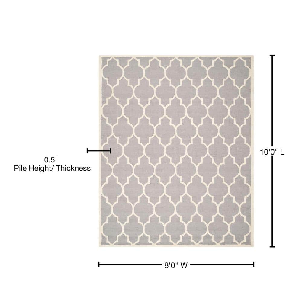 Hand-Tufted Elegance Silver & Ivory Wool 8' x 10' Area Rug