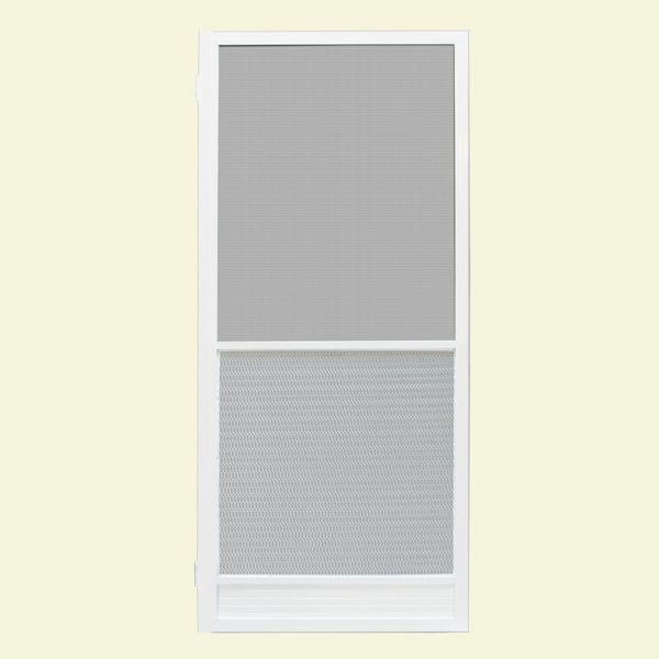 Unique Home Designs 36 in. x 80 in. Riviera Powder-coat White Outswing Metal Hinged Screen Door
