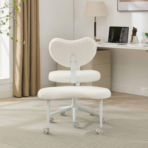 Teddy Fabric Adjustable Height Ergonomic Cross Legged Office Chair
