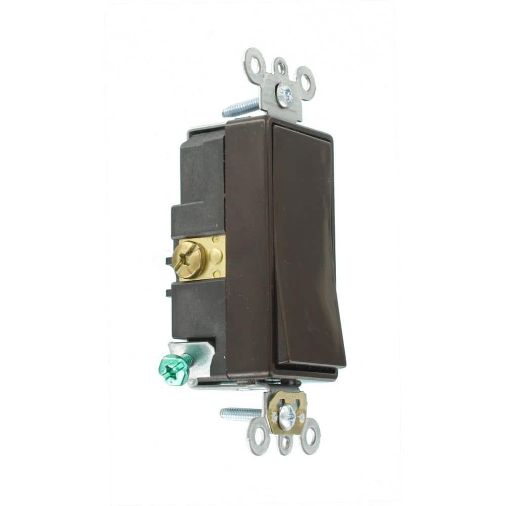 Brown Commercial Grade Rocker Switch with Grounding Clip