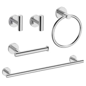 5-Piece Bath Hardware Set Bathroom Towel Rack Set with Towel Bar/Rack Hand Towel Holder in Sliver