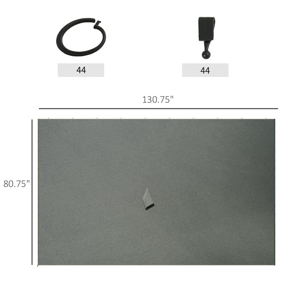 Gray Polyester Universal Gazebo Sidewall Set with Hooks