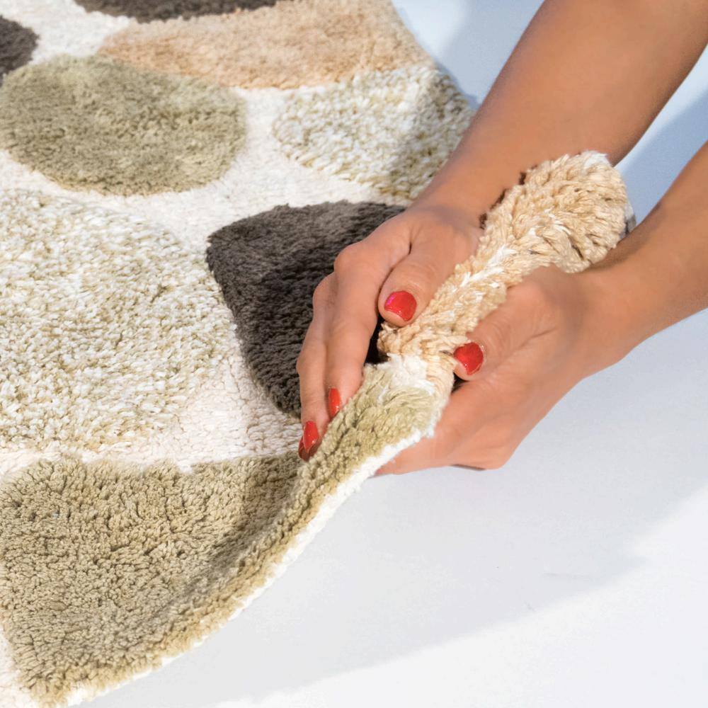 Khaki Pebble Patterned Cotton Bath Runner Rug