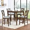 5-Piece Square Walnut Wood Top Kitchen Table Set (Seats 4)