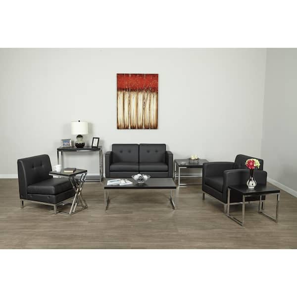 Wall Street Black Faux Leather Accent Chair