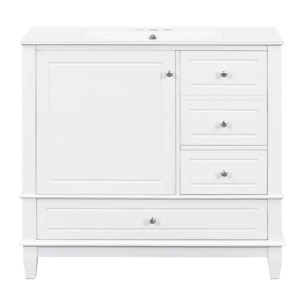 36 in. Single Sink Freestanding White Bath Vanity with White Ceramic Sink Top price history on PriceWatchPro