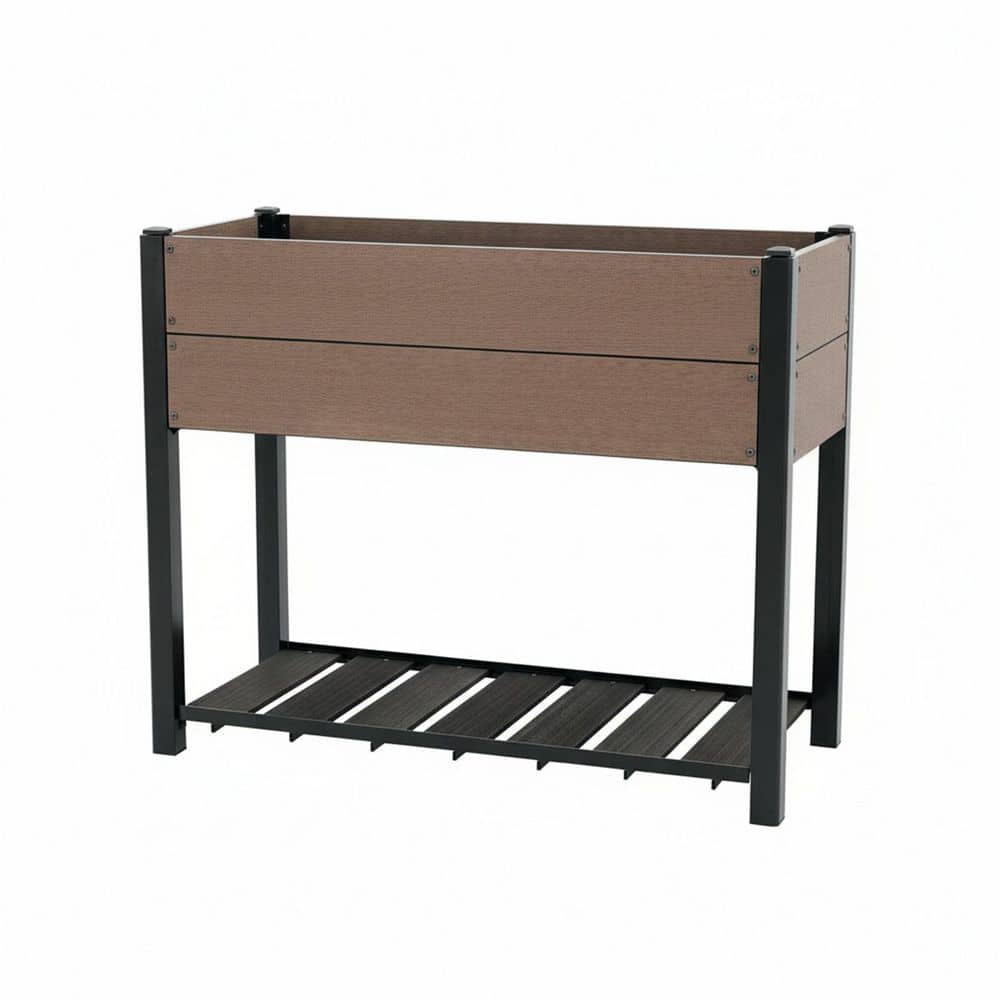 Wood-Like HDPE Elevated Garden Bed with Storage Shelf for Vegetables & Herbs, 43 in. x 19 in. x 33 in. price history on PriceWatchPro