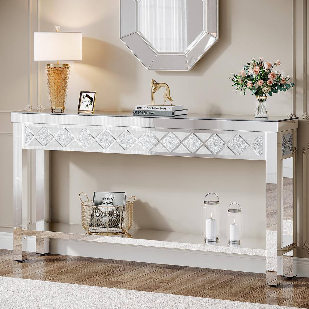 INAVANCE ONES TABLE オーク SILVERインアバンス BGO Amazon.com: Tribesigns 43-Inch Mirrored Console Table with O