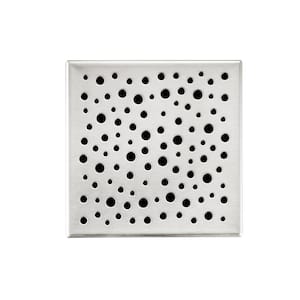 6 in. Square Stainless Steel Shower Drain with Rain Drop Pattern