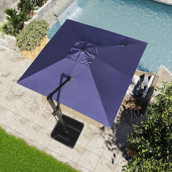 Crestlive Products 10 ft. Square Offset Umbrella Outdoor Hanging Cantilever Umbrella in Navy Blue
