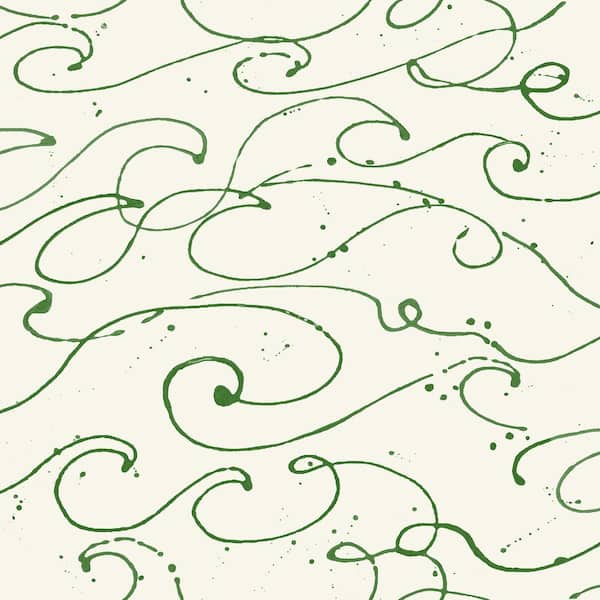 Chesapeake Kuroshio Green Ocean Wave Matte Paper Pre-Pasted Wallpaper